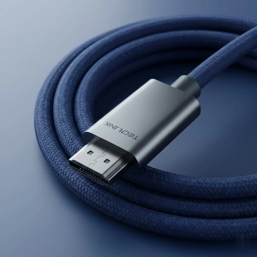 Mini HDMI to HDMI cable connecting a camera to a monitor