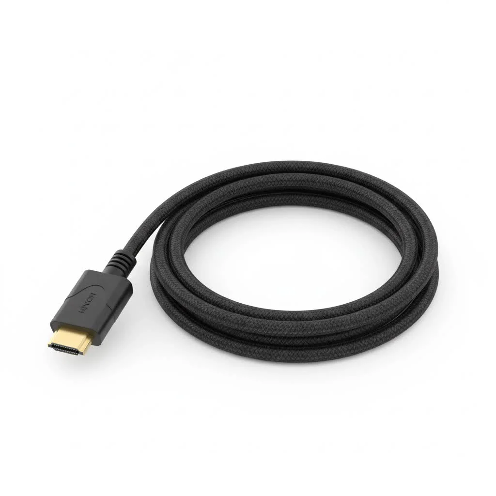 USB-C to HDMI cable connecting a laptop to a monitor