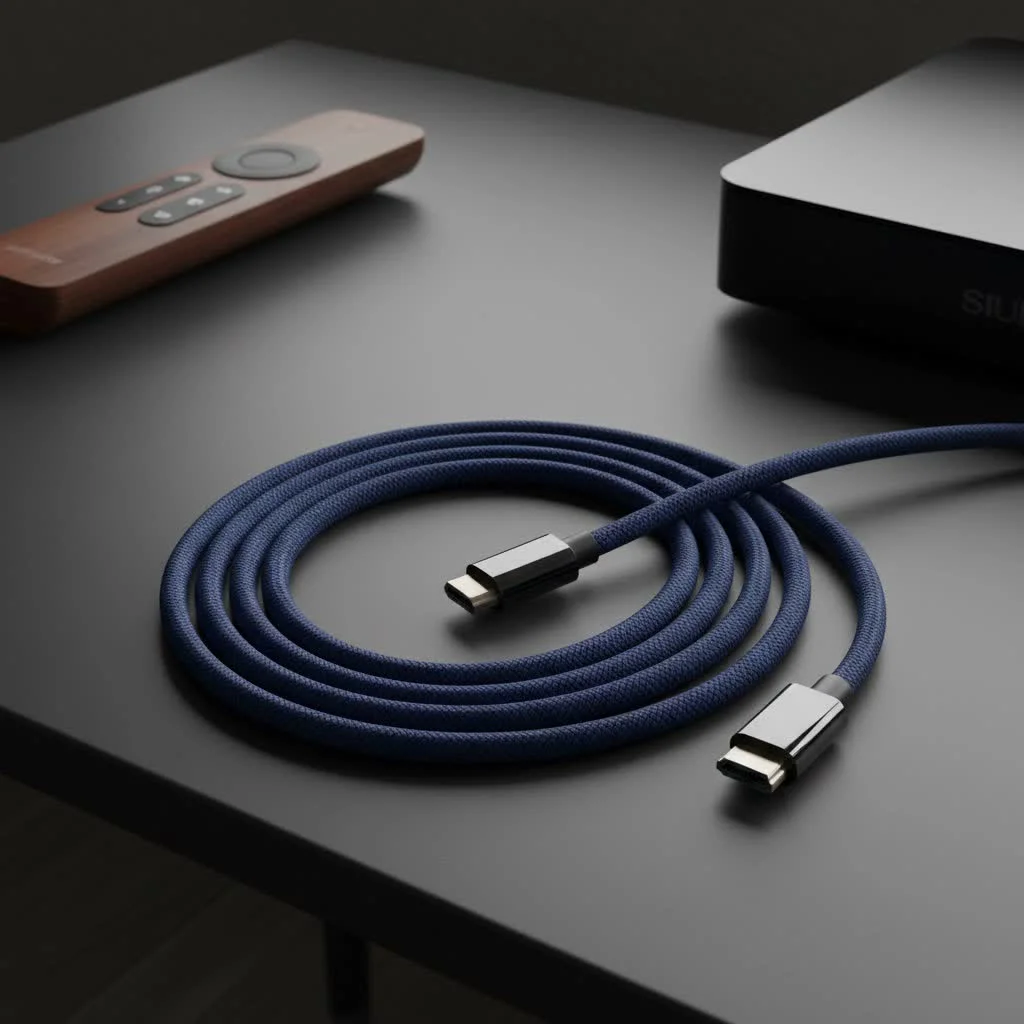 Fiber HDMI cable connecting devices for high-definition video